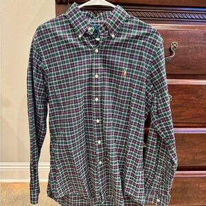 Ralph Lauren Green and Navy Plaid Button-Down Shirt